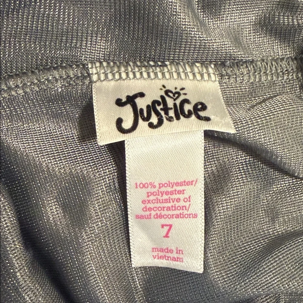 Justice Girls 7 Grey & White & Pink Pair of Athletic Shorts